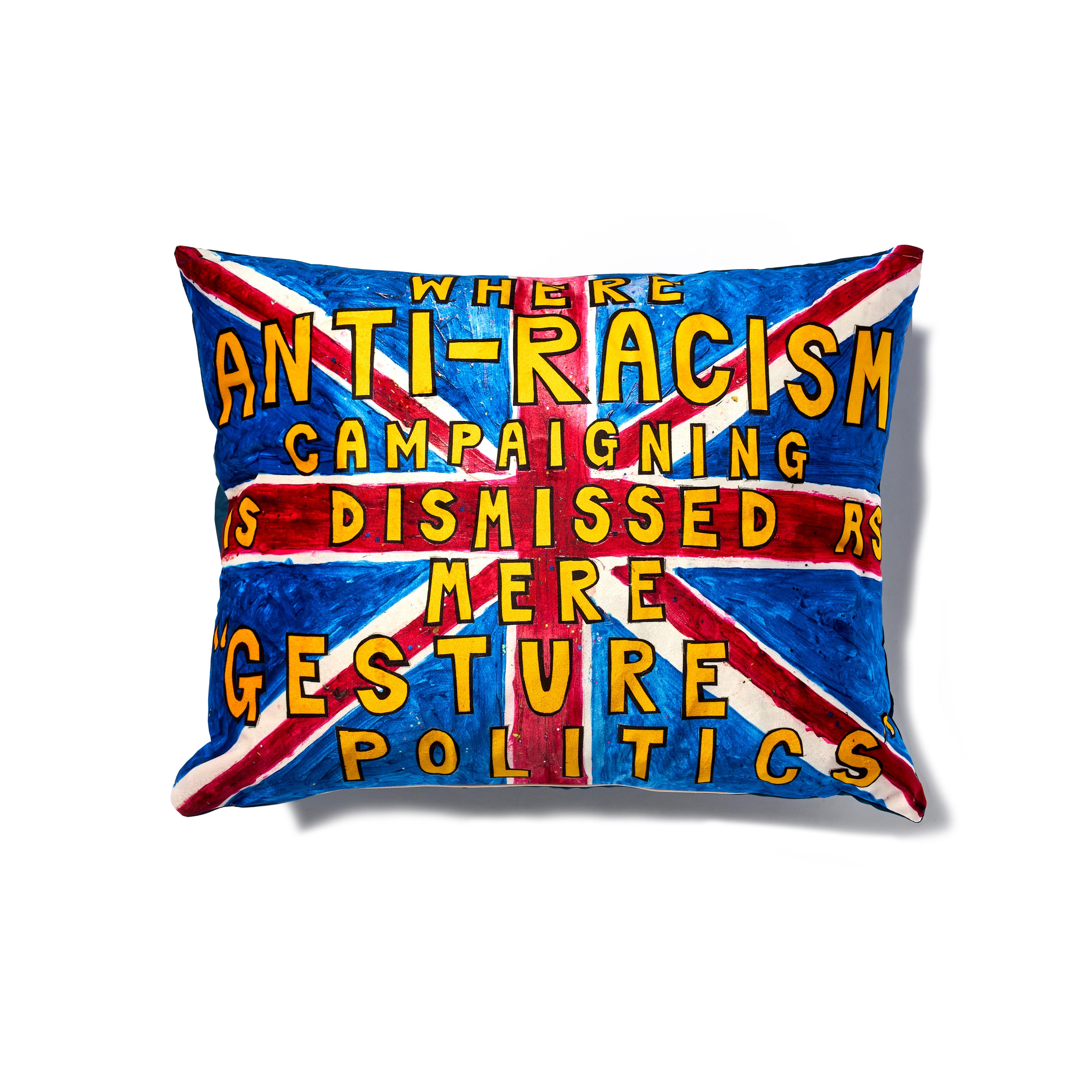 David Hoyle Union Jack Cushion - 'Anti Racism'