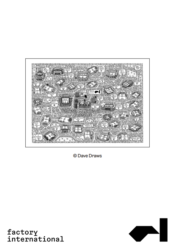 Dave Draws - A3 Greater Manchester Football Doodle Map